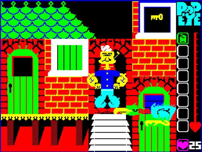 Popeye - ZX Spectrum game screenshot (1985) by DK Tronics